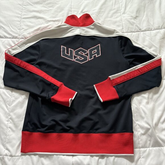 Nike Mens Size Medium Jacket Red Blue Full Zip Track USA Olympic Collared - Picture 7 of 8